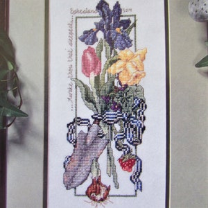 Kreuzstichmuster / Botanische Gärtner Kelle, Blume & christliche Verse Kreuzstichvorlage