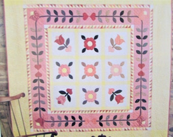 Roses & Tulips Applique Quilt Pattern/ Block pattern for bedding or wall hanging decor/ 66" X 66"
