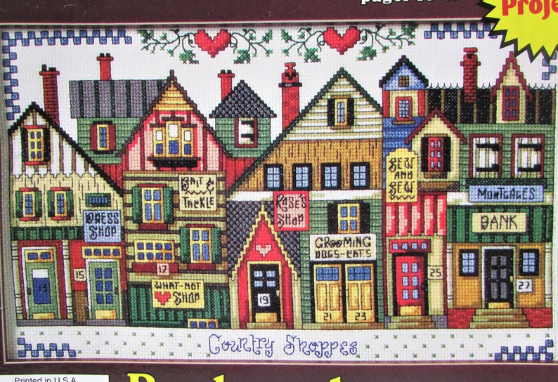 Victorian Country Shops Cross Stitch Sampler Pattern/ Bank Etsy