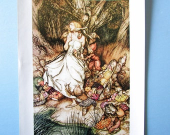 Maiden in Goblin Market Fantasy Art Print by Arthur Rackham/ Children's Fairy Tale Book Plate Lithograph/ 8 1/2" X 11 1/2"