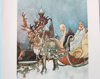 The Russian Princess Fantasy Art Print by Charles Robinson/  From The Happy Prince, Children's Fairy Tale Book Plate Lithograph/