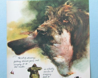 German Wirehaired Pointer Dog Art Print/ Hunting dog with hunter & prey, Wall Art Decor for framing/ 8 1/2 X 10 3/4"