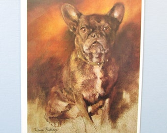 French Bulldog Dog Art Print/ Boston Terrier, companion & family dogs, Book Plate, Wall Art Decor for framing/ 8 1/2 X 10 3/4"