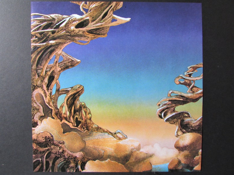Yes Yesterdays Album Cover Art Print/ 1970s Watercolor Book Plate fantasy landscape artwork by Roger Dean, posters for framing 11 3/4 X 12 image 1