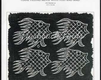 MC Escher Plane Filling Motif Fish and Bird Art Print/ Modern Relativity, Optical Illusion book plate wall decor to frame/ 12 X 12 1/8" H