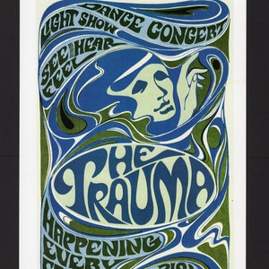 The Trauma Dance Concert Poster/ Handbill, Philadelphia Art Print from 1967 for framing/ 7&quot; X 11 3/8&quot;