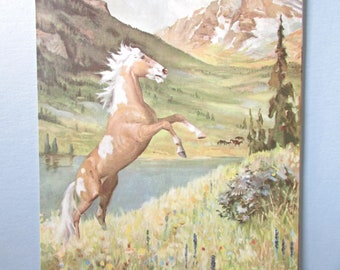 Wild Mustang Pferd Kunstdruck/ Pferde pinto Pferd WandKunst Dekor für Rahmung/ 8 3/4 X 11"