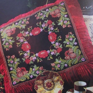 Royal Rose Flowers Cross Stitch Pillow Pattern/ Victorian Red rose counted cross stitch chart