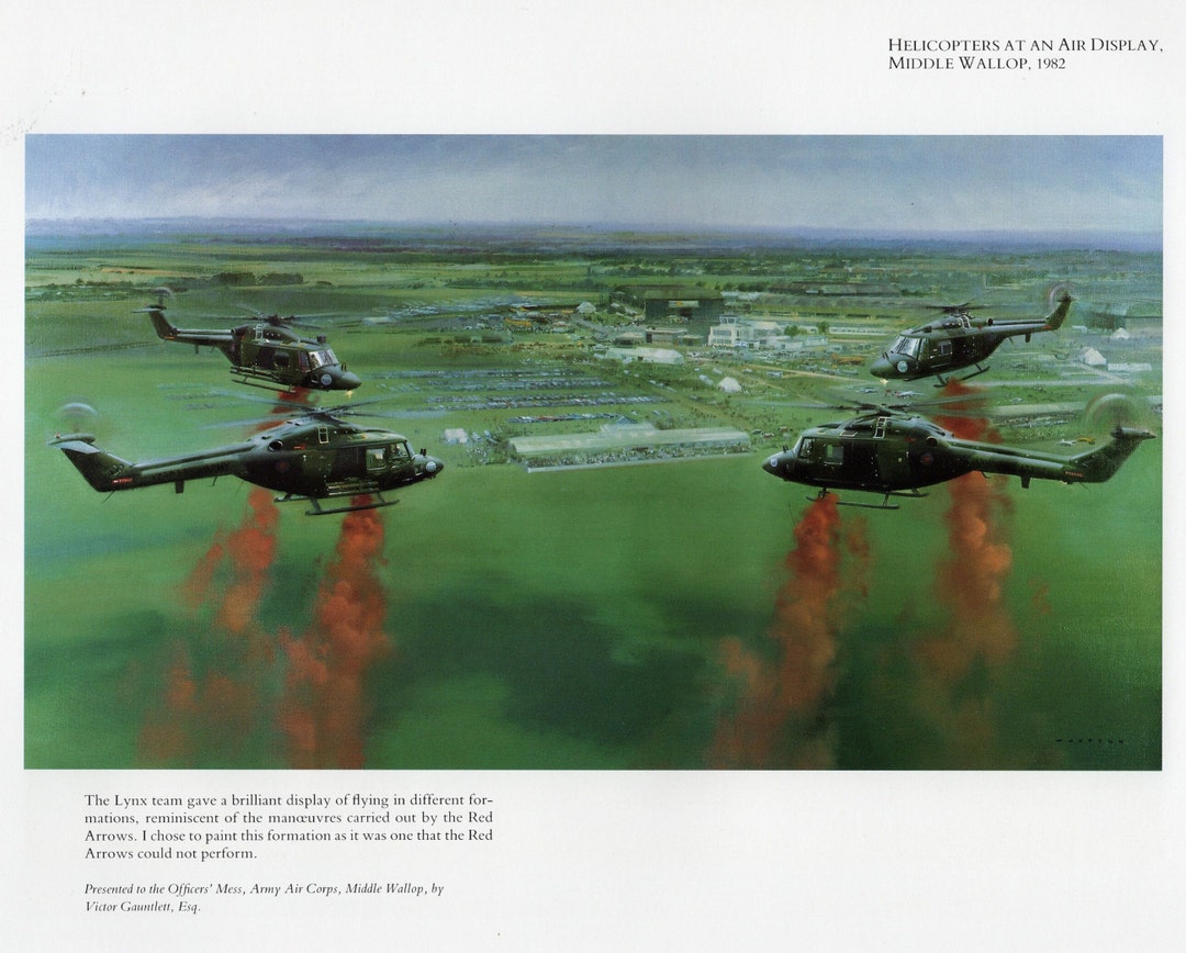 Aviation Westland Lynx Helicopter Art Print/ RAF in Formation at Air