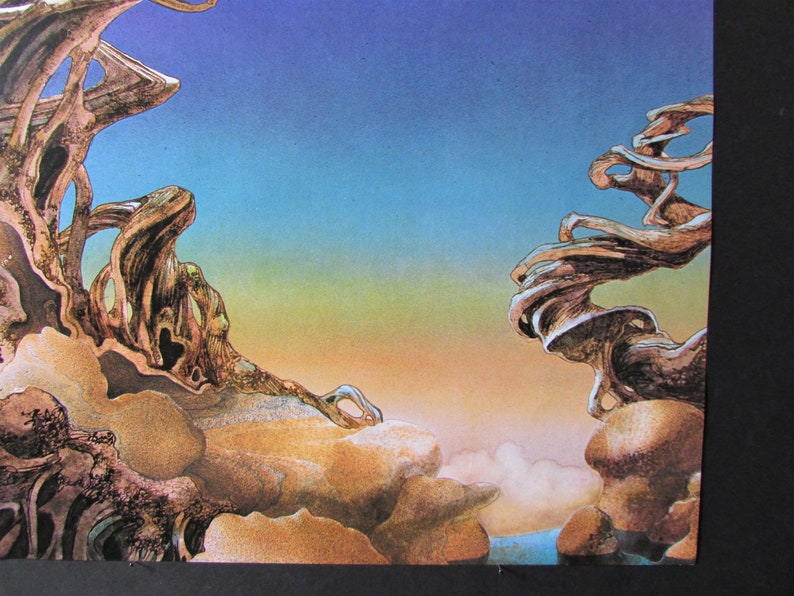 Yes Yesterdays Album Cover Art Print/ 1970s Watercolor Book Plate fantasy landscape artwork by Roger Dean, posters for framing 11 3/4 X 12 image 2