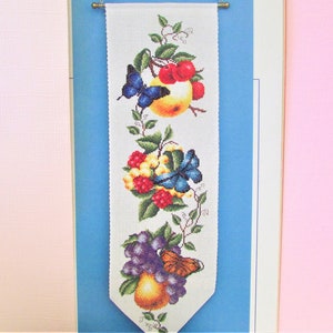 Obst & Schmetterling Kreuzstich Muster/ Äpfel, Birnen, Trauben botanische Kreuzstichkarte, Wandbehang