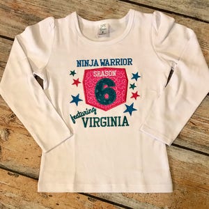 Girl Ninja Warrior Birthday tee, American Ninja Warror Girl Birthday tee, Ninja birthday tee, birthday shirt, personalized birthday shirt,