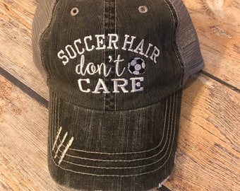 Gorra de fútbol "No me importa el pelo", gorras personalizadas, gorra de vacaciones, gorra de mamá futbolera, regalo de cumpleaños para niña, gorra de fútbol, regalo para menores de 25 años, regalo para el equipo de fútbol