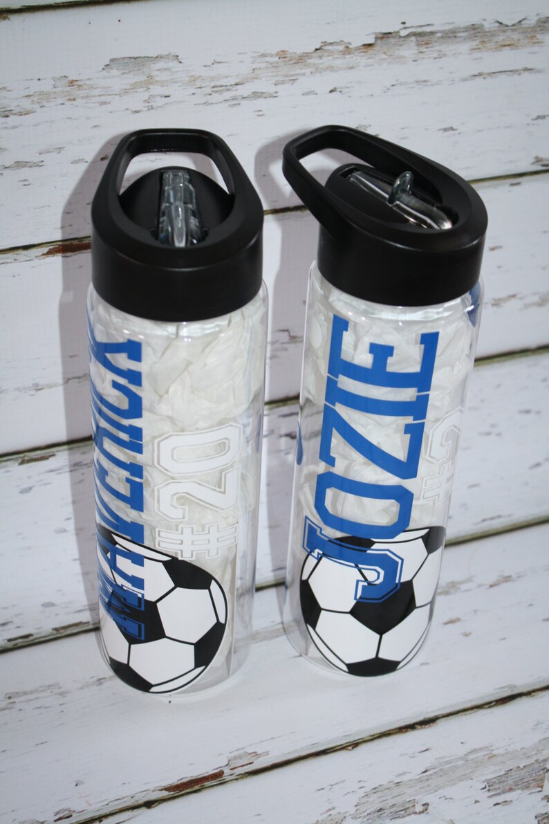Personalized Soccer Water Bottlesoccer Name and Number Water Etsy