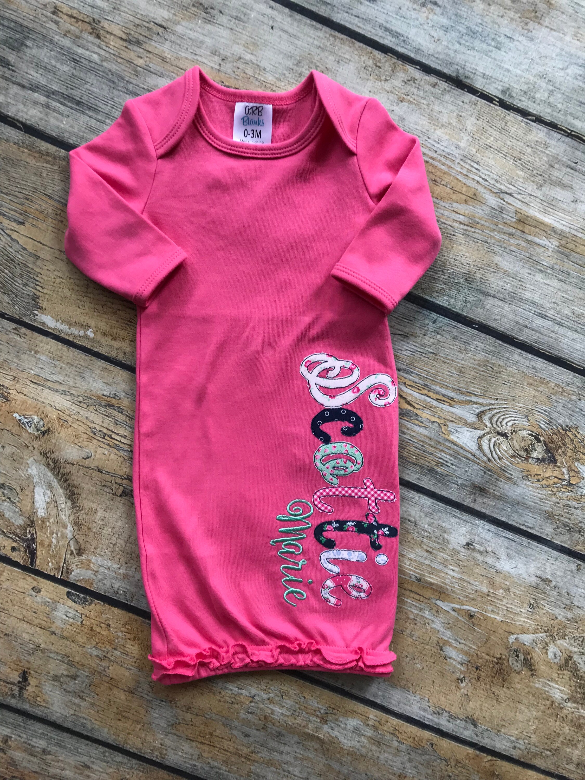 Personoalized Baby Gown Baby Gown With Name Infant Gown With Etsy