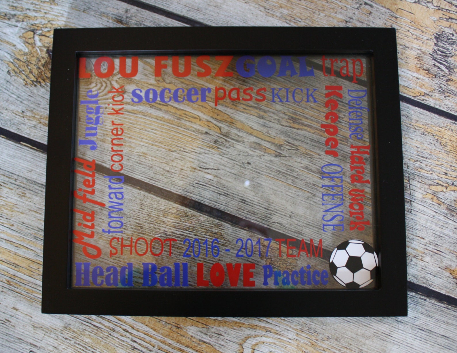 Soccer Words Glass Floating Picture Frame-soccer Team Gift | Etsy