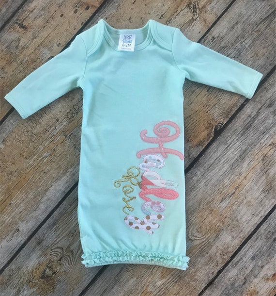 Personoalized Baby Gown Baby Gown With Name Infant Gown With