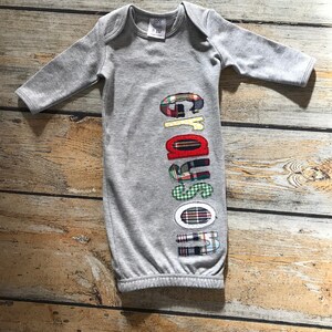 Personoalized Baby Gown, Baby Gown with name, Infant Gown with name, Embroidered Baby Gown, Applique Name Baby Gown