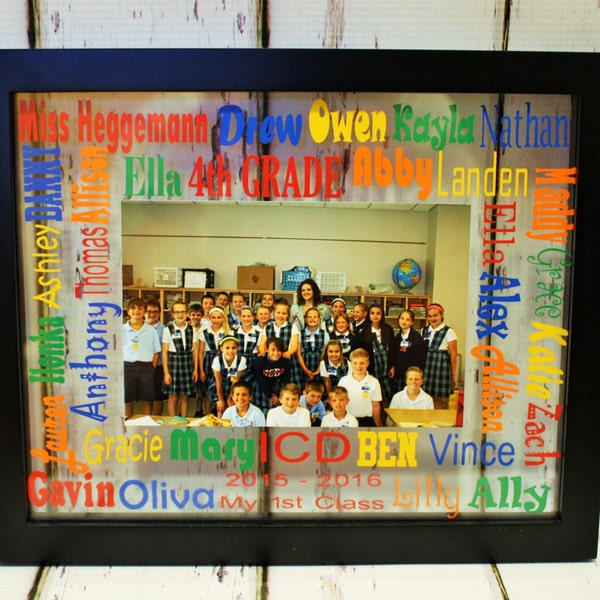 School Words Glass Floating Picture Frame-Teacher Gift, End of the year Gift, First day of school Gift, Personalized Teacher Gift,Class Gift