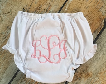 Embroidered Monogram Baby Bloomers, Monogrammed Diaper Cover, Baby Gift, Shower Gift, Personalized Gift,