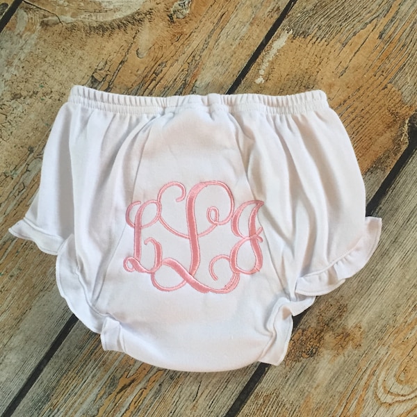 Embroidered Monogram Baby Bloomers, Monogrammed Diaper Cover, Baby Gift, Shower Gift, Personalized Gift,