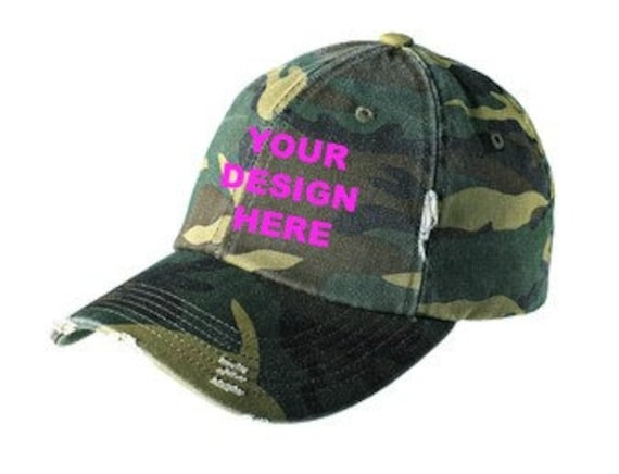 Design Your Own Camo Distressed Hat, Custom Hat, Gifts Under 25, Camoflauge Hat, Camo Custom Hat, Hunting Gear, Teen Gift