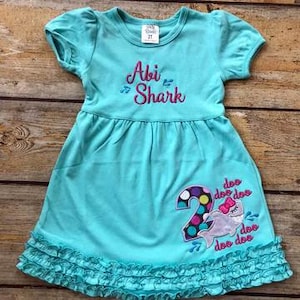 Shark Doo Doo Applique Dress, Boutique Personalized Dress, Birthday Dress, Holiday Dress, Personalized Dress, Rainbow Dress
