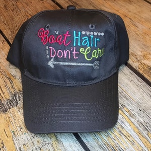 Boat Hair Don&#39;t Care Hats, Personalized hats, vacation hat, Boat hat, Girls Birthday gift, boat lover hat, boating hat
