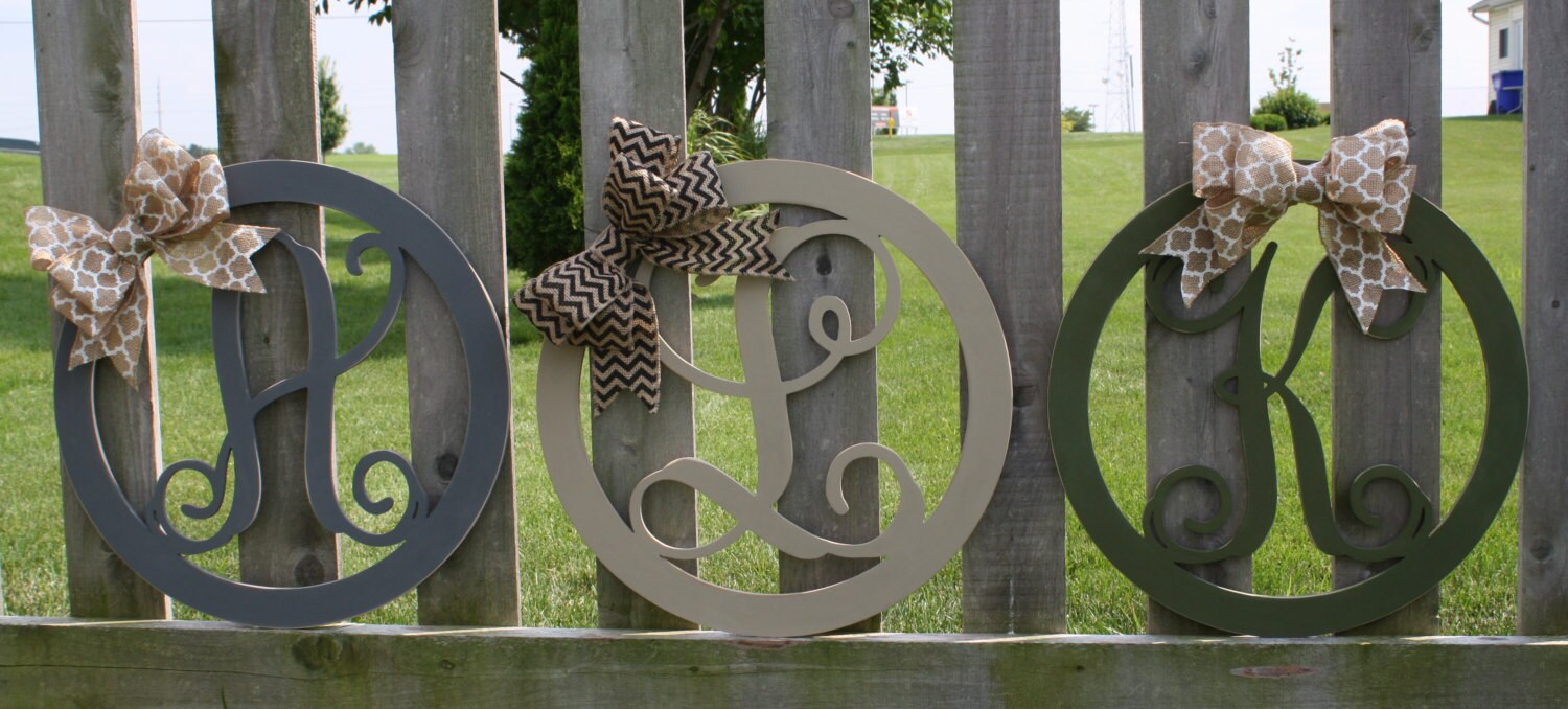 Wood Circle Initial Door Hanging/wall Decorfront Door Decor Etsy
