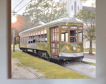 New Orleans St. Charles Streetcar, French Quarter Art Print, Wedding Gift, Bedroom Decor