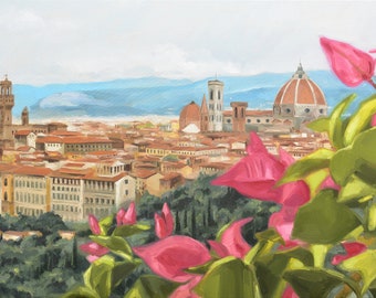 Italian City Painting, European Skyline Print, Travel Gifts, House Warming Gift