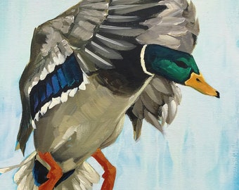 Mallard Duck Art Print, Office Wall Art, Boys Room Decor, Bayou Wildlife Art
