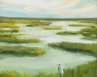 Louisiana Marsh Landscape Print, Southern Wetlands Painting, Everglades Art Print