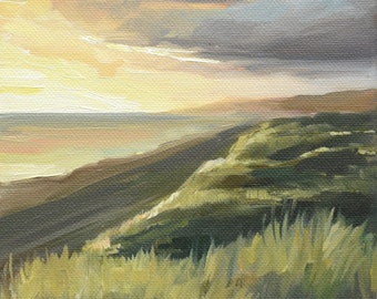 Peaceful Landscape, Plein Air Landscape Painting, Countryside Artwork, Marsh Beach Landscape Print