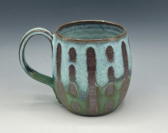 Wheel-thrown Mug with Wax-Resist Patterns-5 to choose from