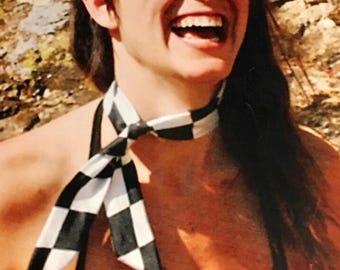 Black and white polka dot headband / black and white bandana / black turban / black and white polka dot doll headband / pin up headband