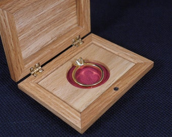 Handmade Slim Wood Engagement Proposal Ring Box, Heart Motive
