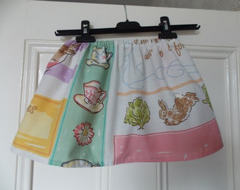 beatrix potter kids skirt handmade from vintage upcycled fabric to fit age 2-3 years old