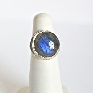 Labradorite ring sterling silver and bezel set - labradorite jewelry - Christmas gift for friend - statement ring - adjustable ring