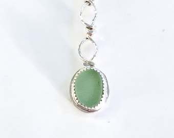 Sea foam green sea glass necklace, sterling silver, bezel set, sea glass jewelry for women, valentine gift, gift for her