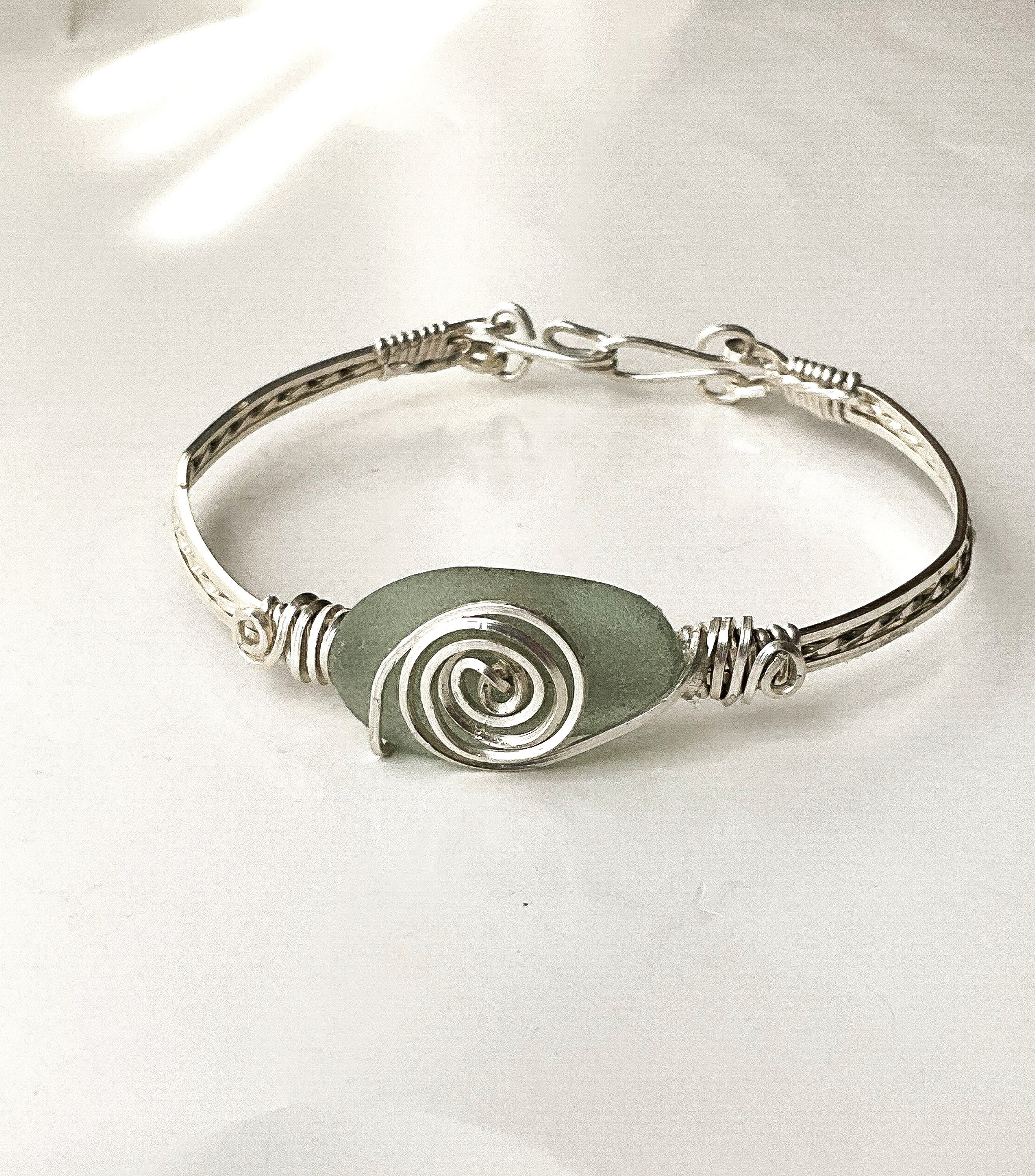 Sea glass cuff bracelet clearance