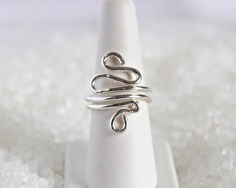 Silver adjustable statement ring -  gift for her - unique ring