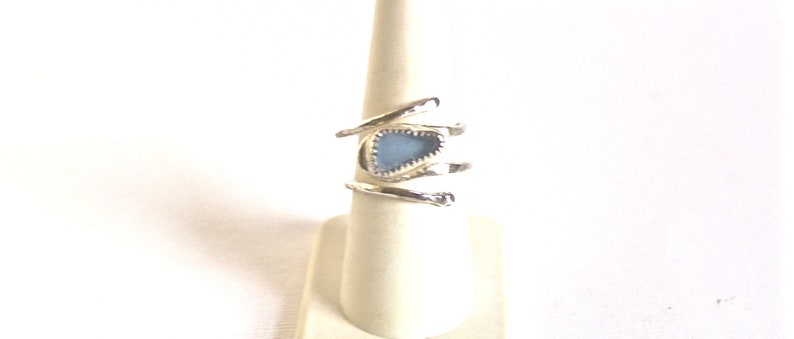 Adjustable light blue sea glass ring sterling silver and bezel set gift for friend gift for beach lover sea glass jewelry for women