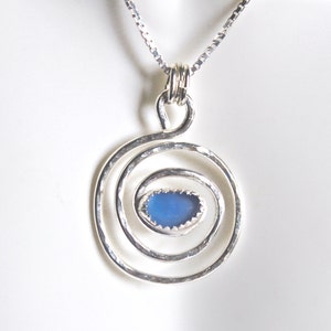 Light blue sea glass necklace - Christmas gift for a wife - sterling silver and bezel set - sea glass jewelry for women