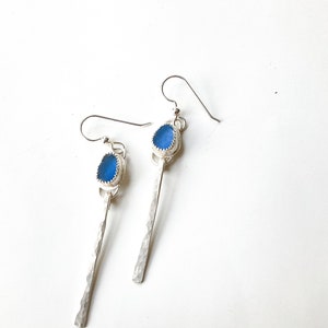 Sea glass earrings - light blue sea glass- sea glass jewelry for women - gift for sister - sterling silver earrings