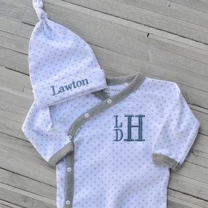 Baby Boy Layette | Monogram Baby Romper | Baby Boy Coming Home Outfit | Personalized Baby Romper | Baby Hospital Outfit | Button Up Romper