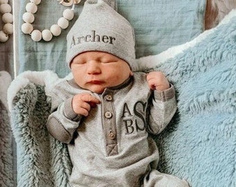 Tenue Retour à la maison pour bébé garçon Tenue personnalisée pour nouveau-né pour bébé garçon, cadeau de shower de bébé pour nouveau-né garçon, tenue à emporter pour l'hôpital