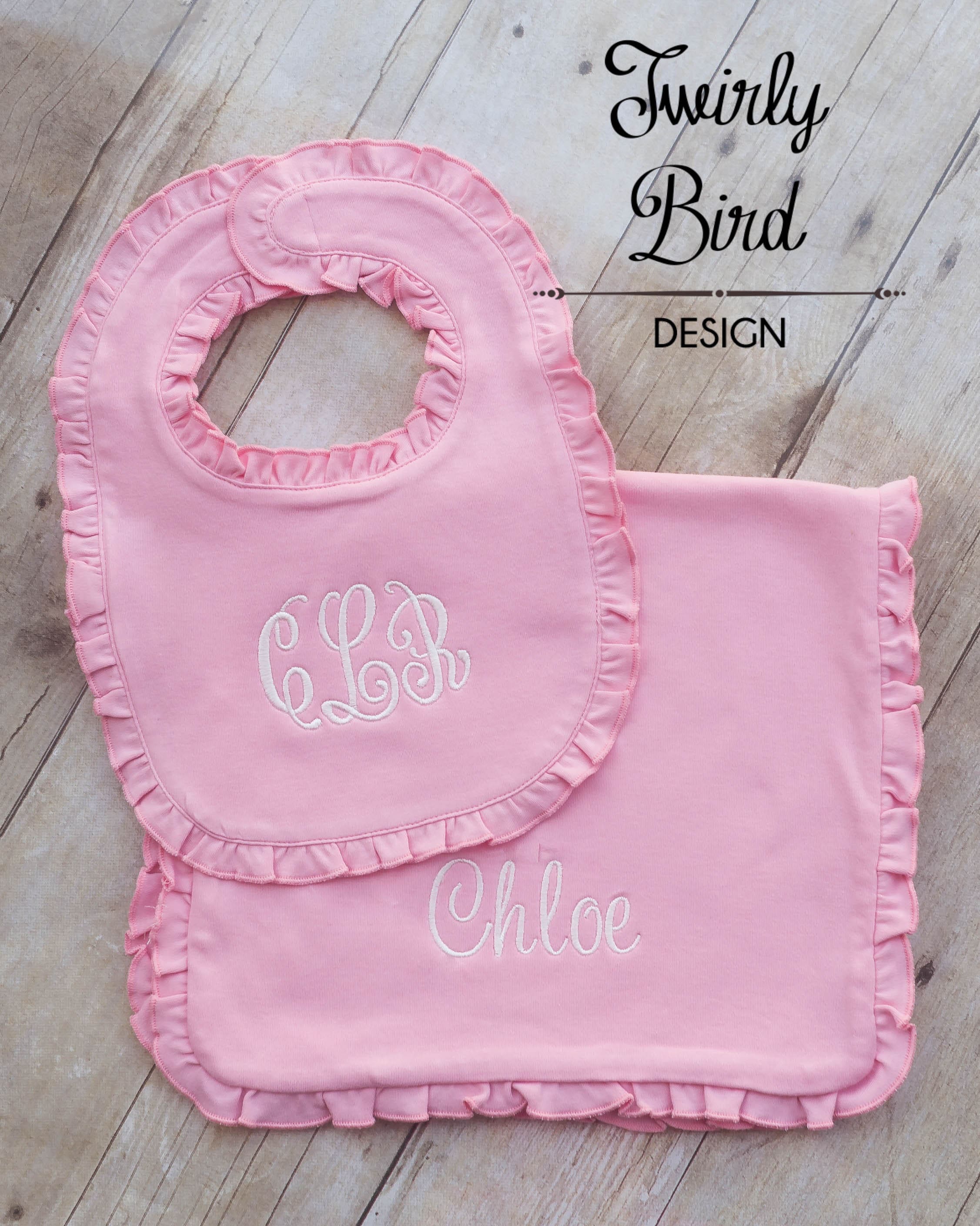 monogrammed bibs and burp cloths