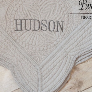 Grey Baby Quilt Personalized