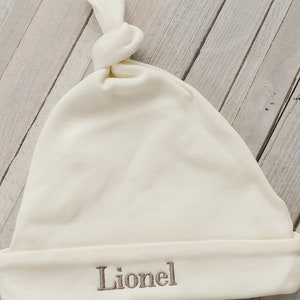 Ivory Newborn Hat, Personalized Baby Hat image 1